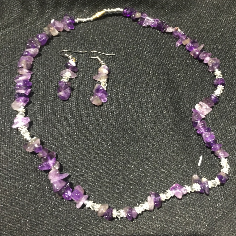 Amethyst earrings and necklace set